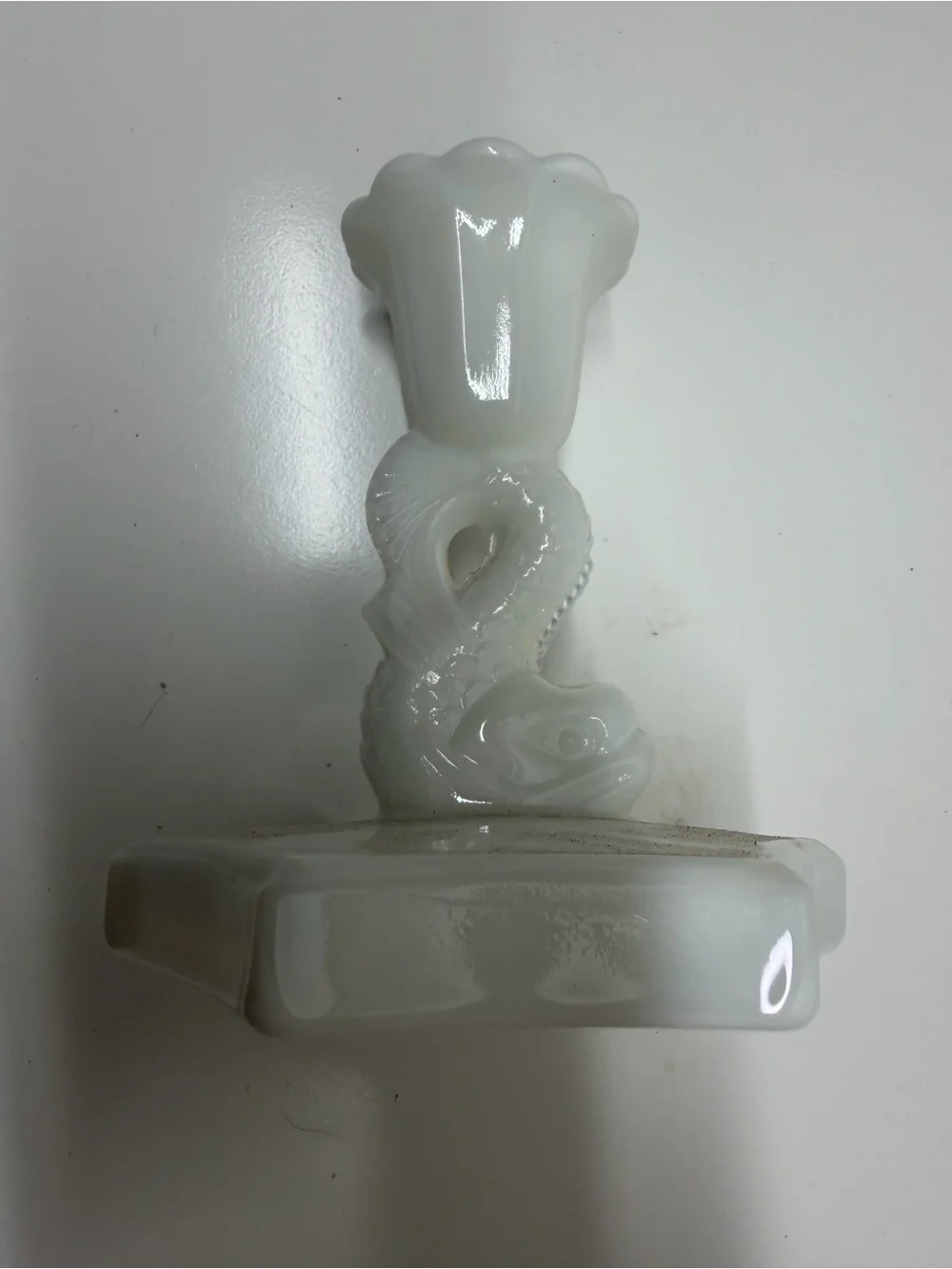 Vintage Westmoreland Milk Glass Dolphin Candle Holders - Set of 2